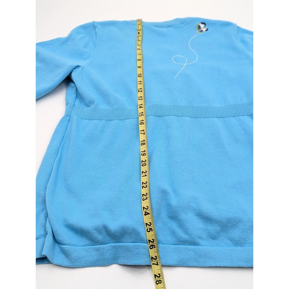 Blue Embroidered Women's Cardigan Sweater - Picture 5 of 9